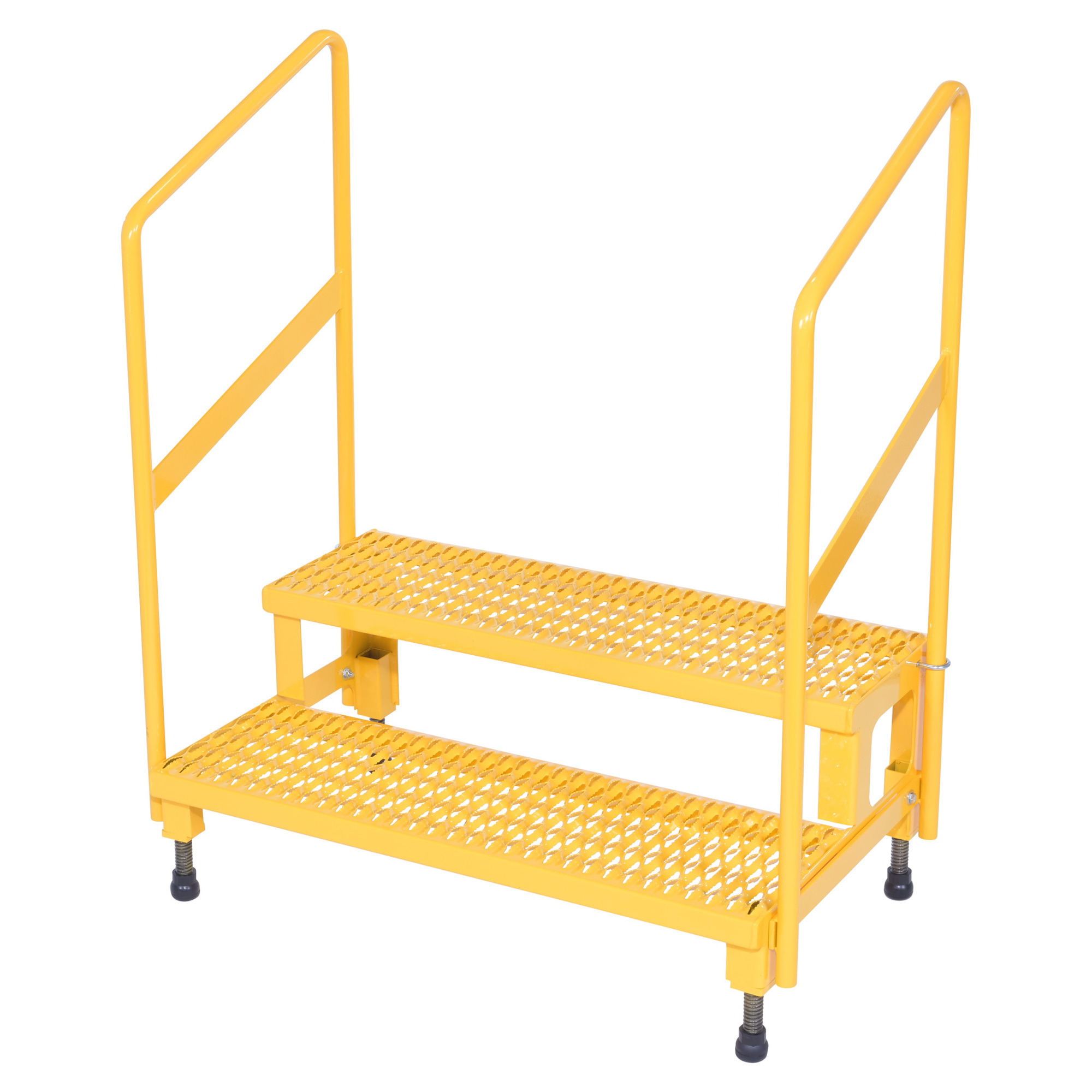 Vestil Adjustable Height Step Stand with Handrail - 500-Lb. Capacity, Steel, Serrated Surface, Model# ASP-36-HR